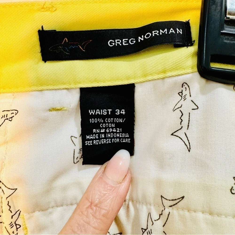 Greg Norman Collection - Shorts 100% Cotton - Lime/Yellow - Size:34
